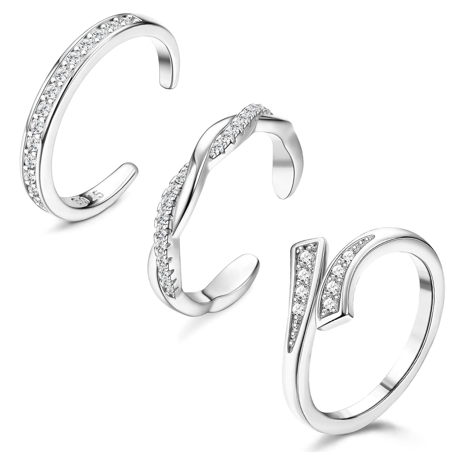 Conjunto de Anillos para Dedos de los Pies FIBO STEEL 3 PCS Plata 925