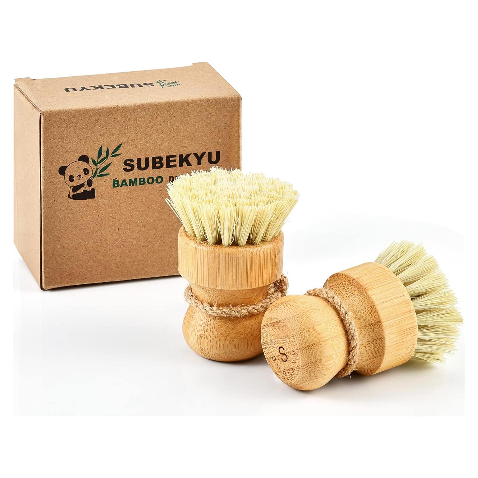 Juego de 2 Cepillos de Limpieza de Bambú SUBEKYU para Platos