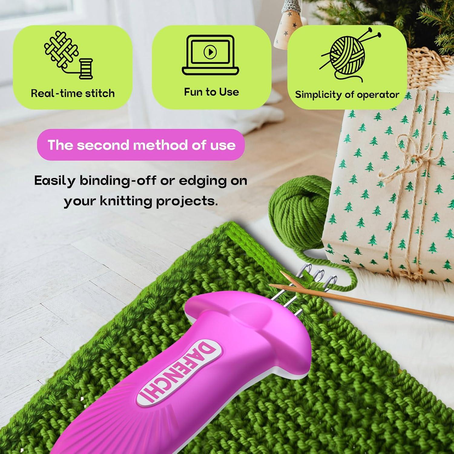 Herramienta de Tejer DAFENCHI con Gancho de 3 Agujas Rosa