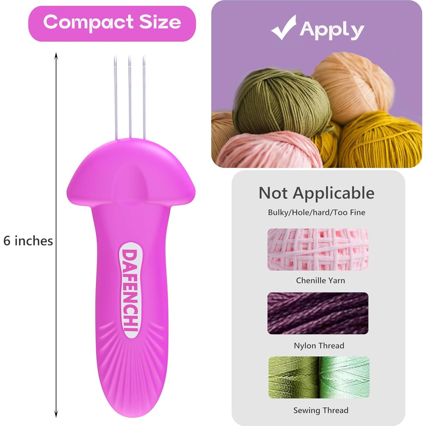 Herramienta de Tejer DAFENCHI con Gancho de 3 Agujas Rosa