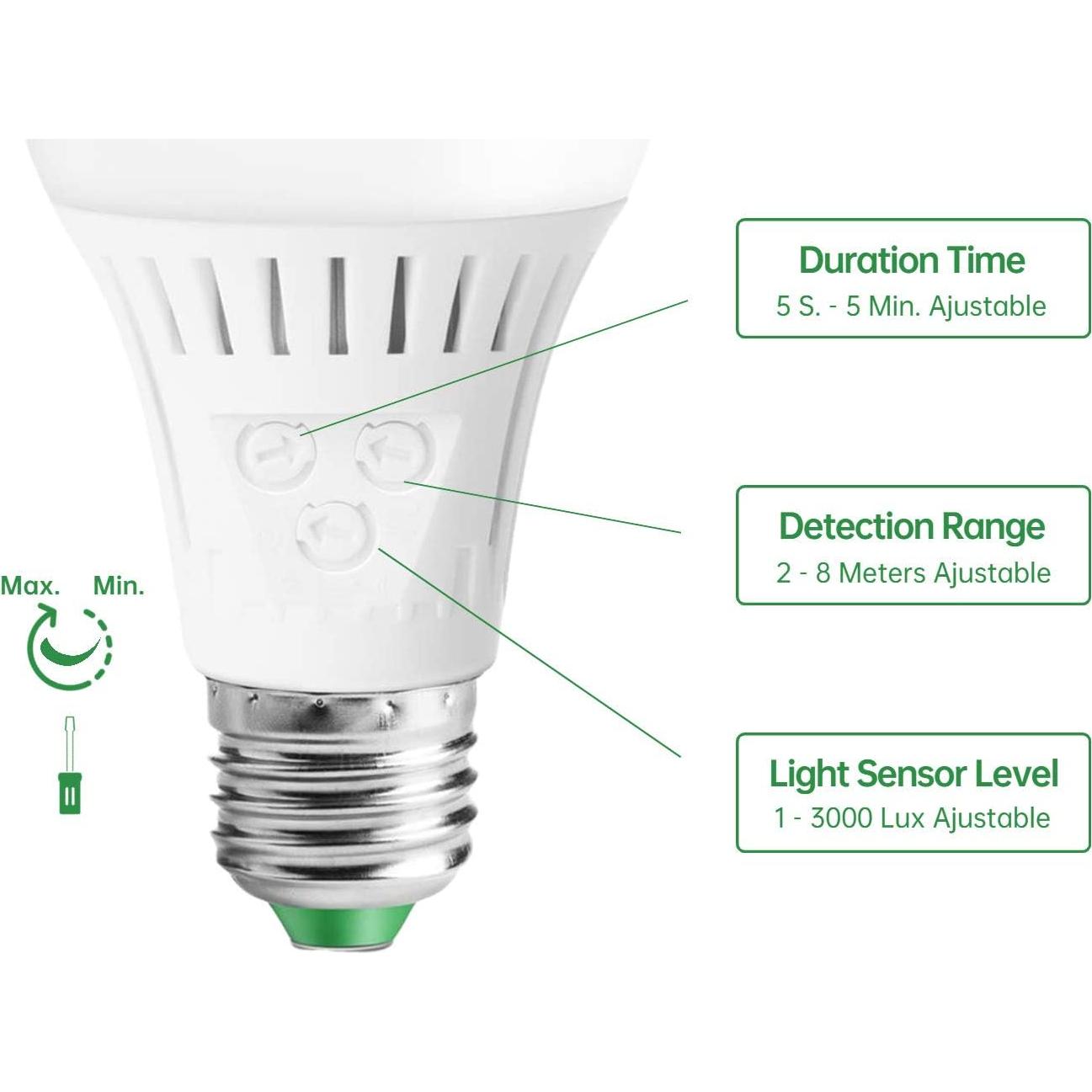 Bombilla LED Elrigs E26 7W con Sensor de Movimiento y Dusk to Dawn