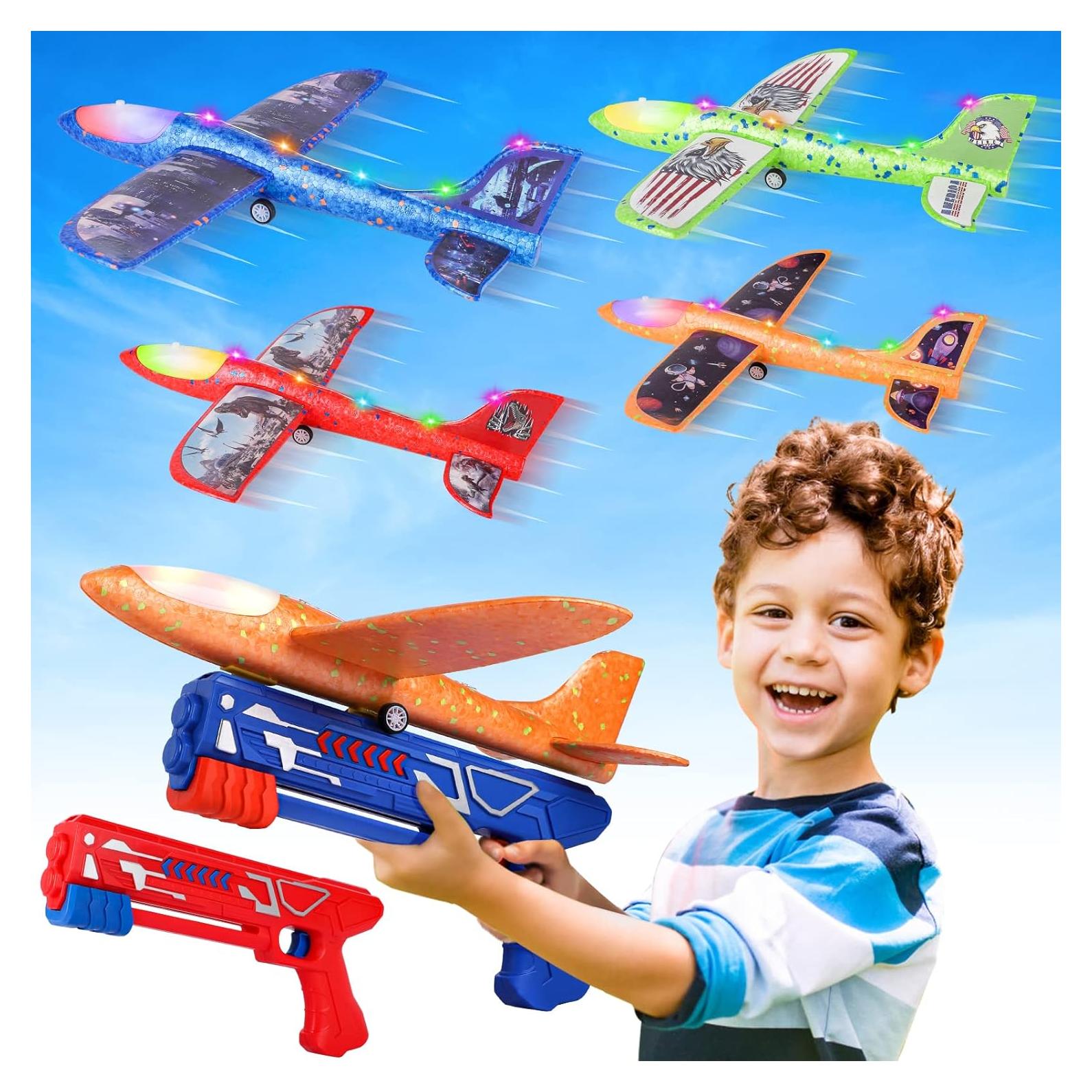 Juguetes Voladores Fuwidvia 4 Aviones de Espuma LED 33cm