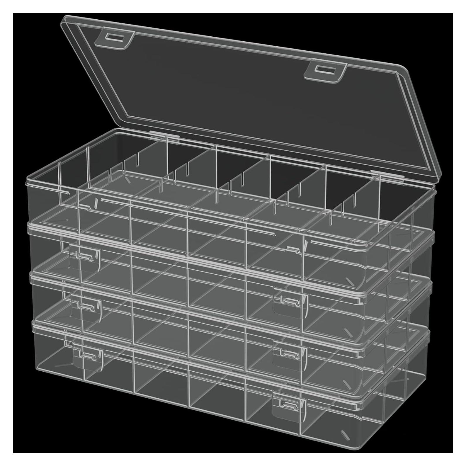 clear visible plastic storage box cosmetic tools storage box makeup tools fishing tackle accessory box organizer jewelry screws hardware accessories organizer box (4Pack)