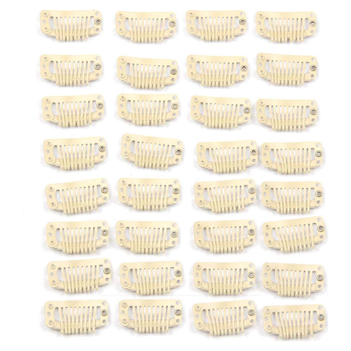 20 Clips de Metal para Extensiones de Cabello Beige JFFX