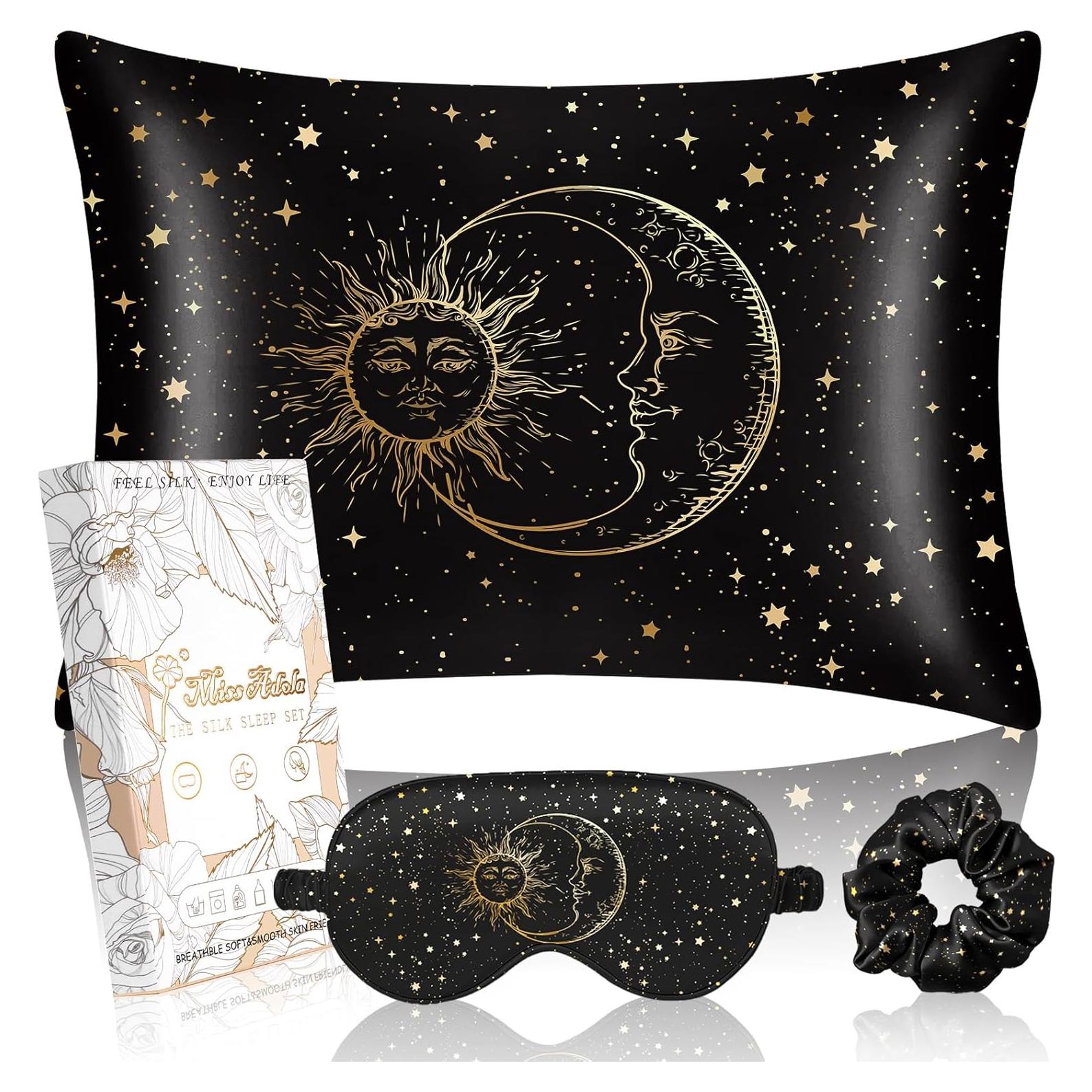 Funda de Almohada de Seda Miss Adola Estándar 66x51cm Negro