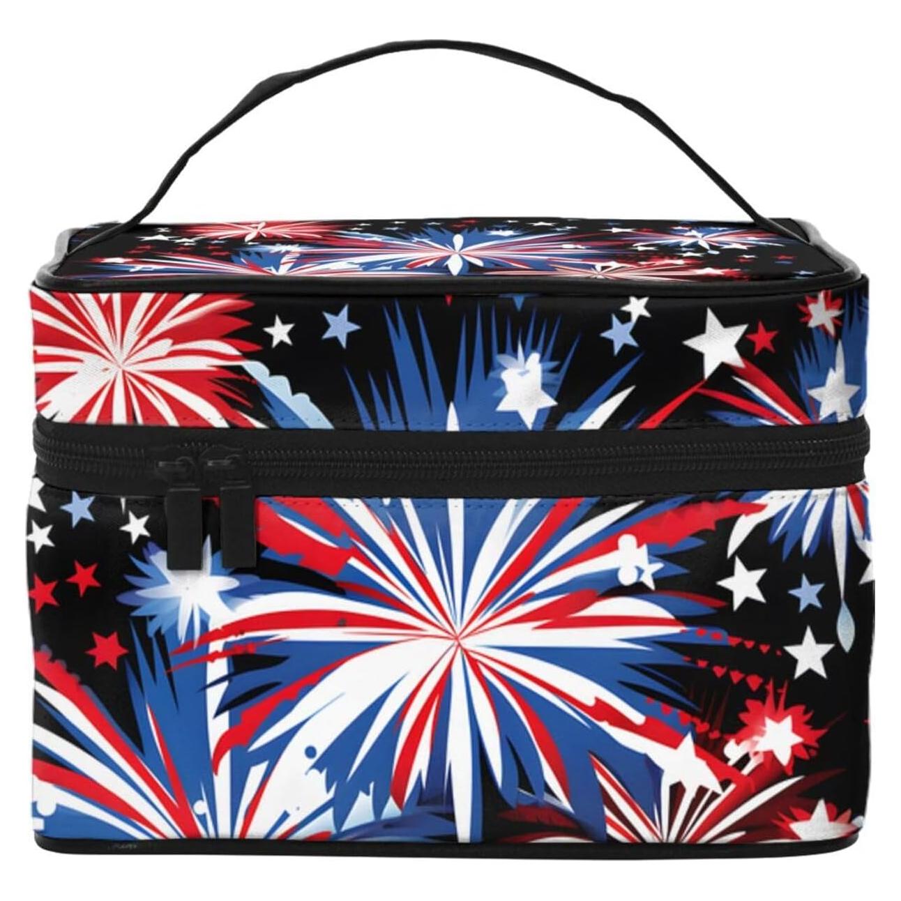 Bolsa de Maquillaje Grande para Mujeres - Fuegos Artificiales