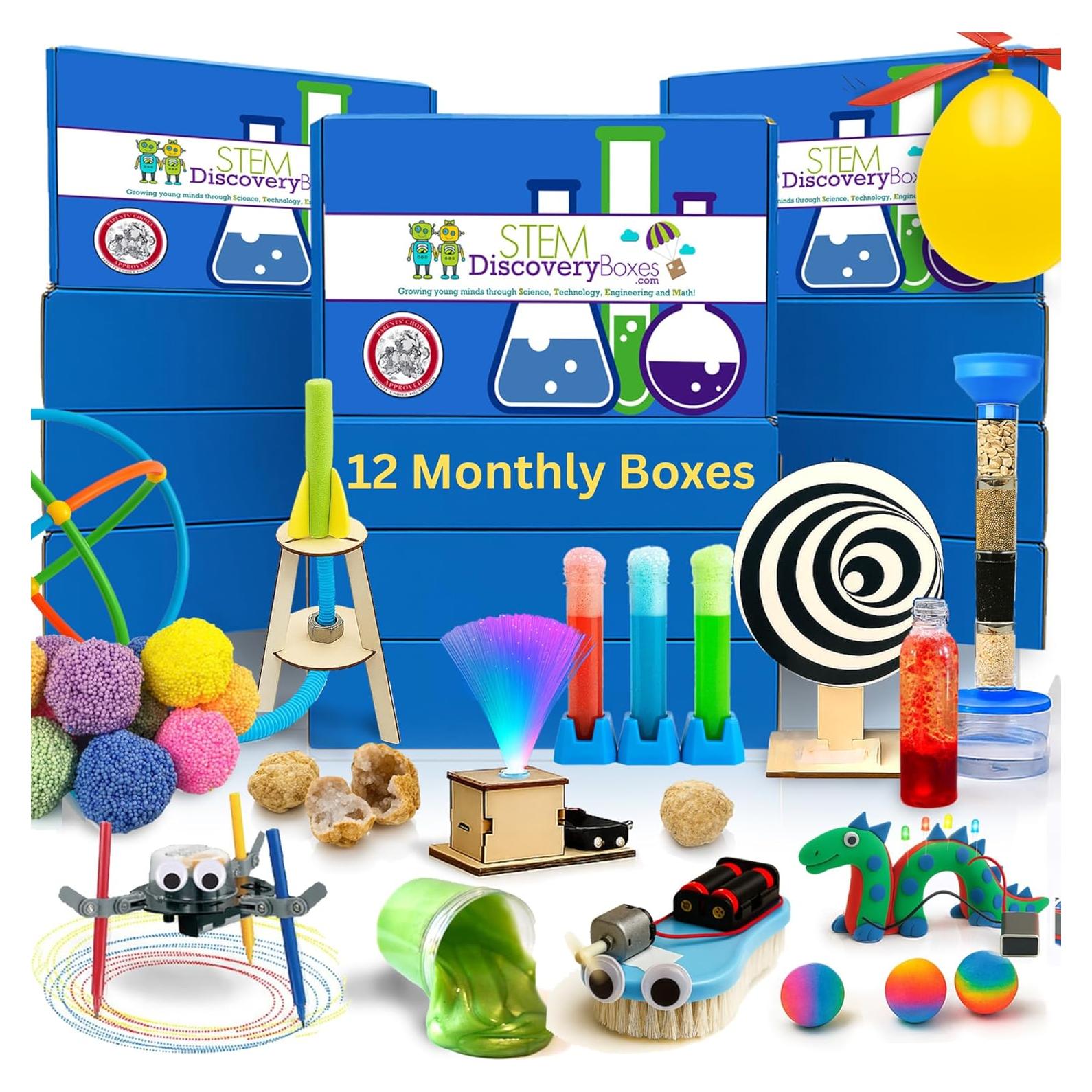 Caja de Descubrimiento STEM - 12 Kits Mensuales para Niños 7-12 Años