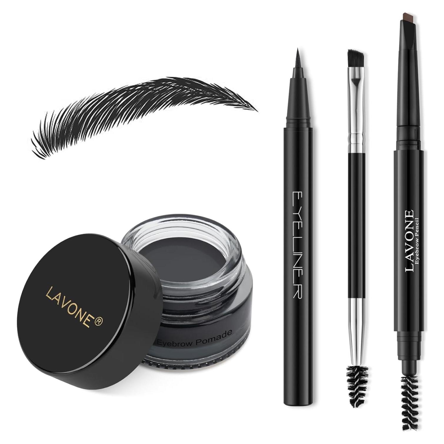 Kit de Cejas LAVONE: Pomada, Lápiz y Delineador Impermeable