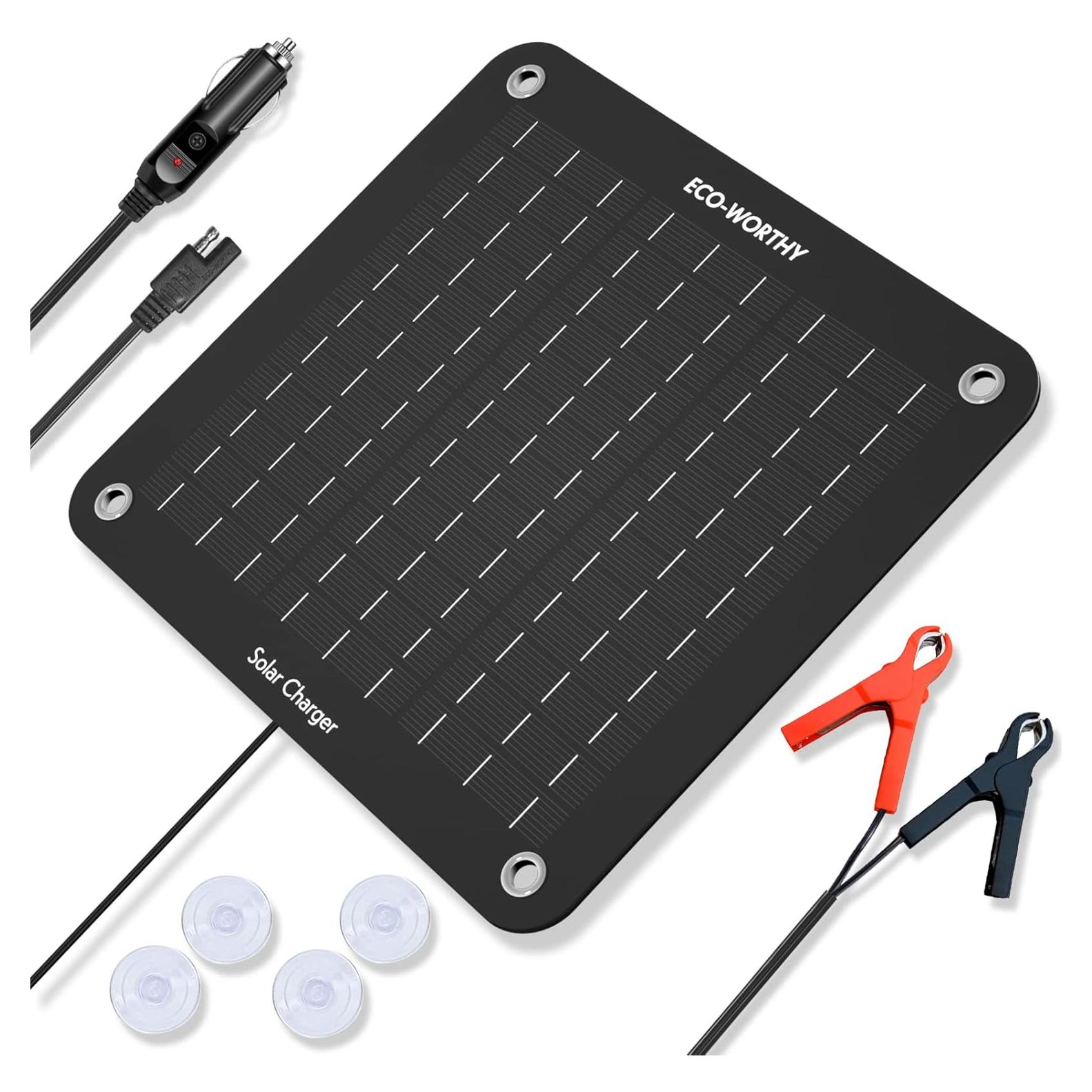 Cargador Solar ECO-WORTHY 10W 12V Impermeable para Vehículos