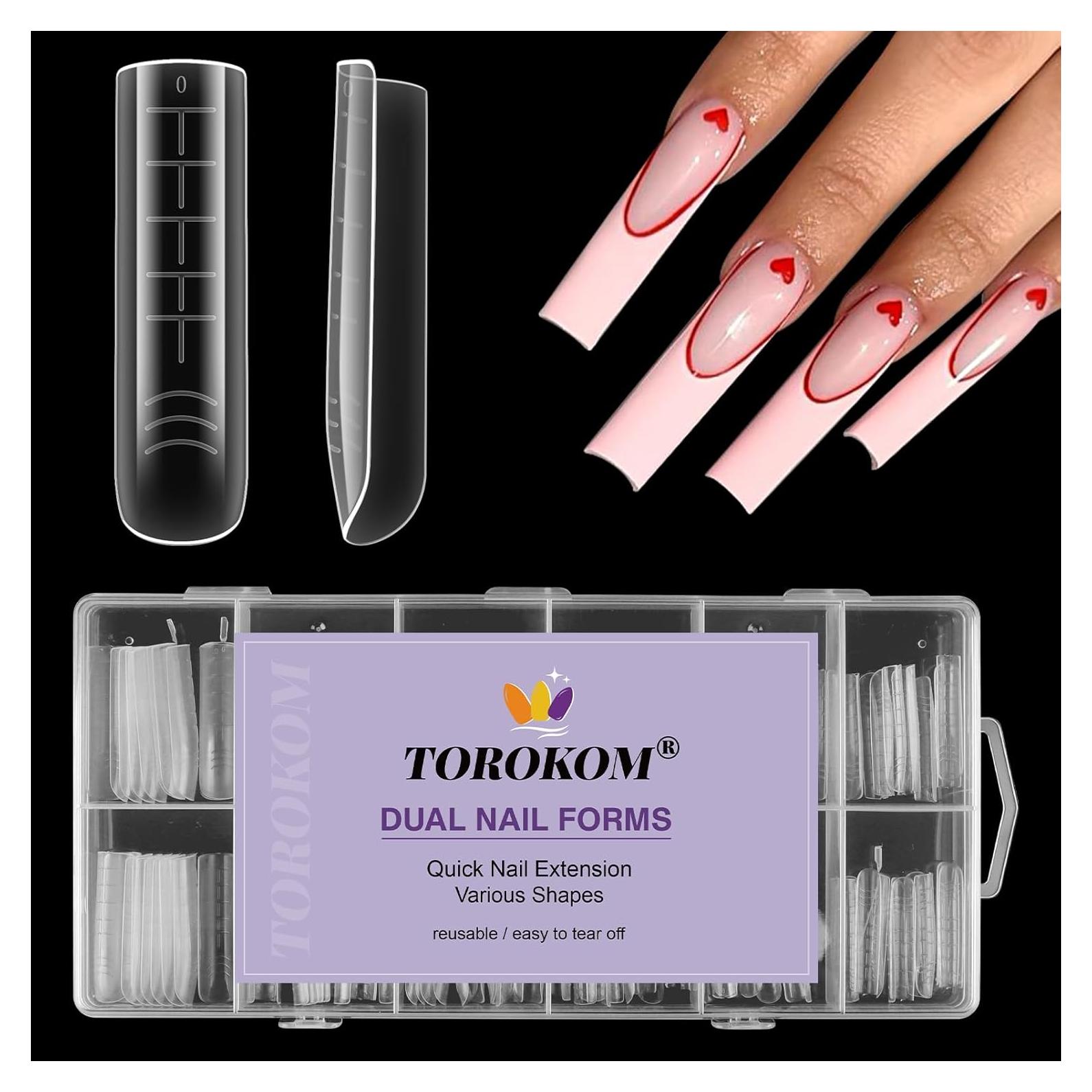 Moldes de Uñas de Gel TOROKOM 120 Pcs Cuadrados 12 Tamaños