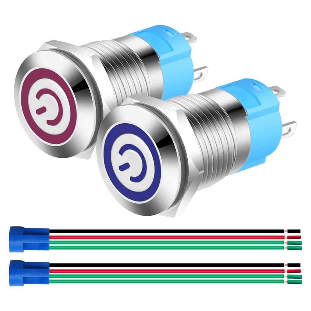 Interruptor de Botón de Presión Gebildet 12mm Auto-bloqueo LED