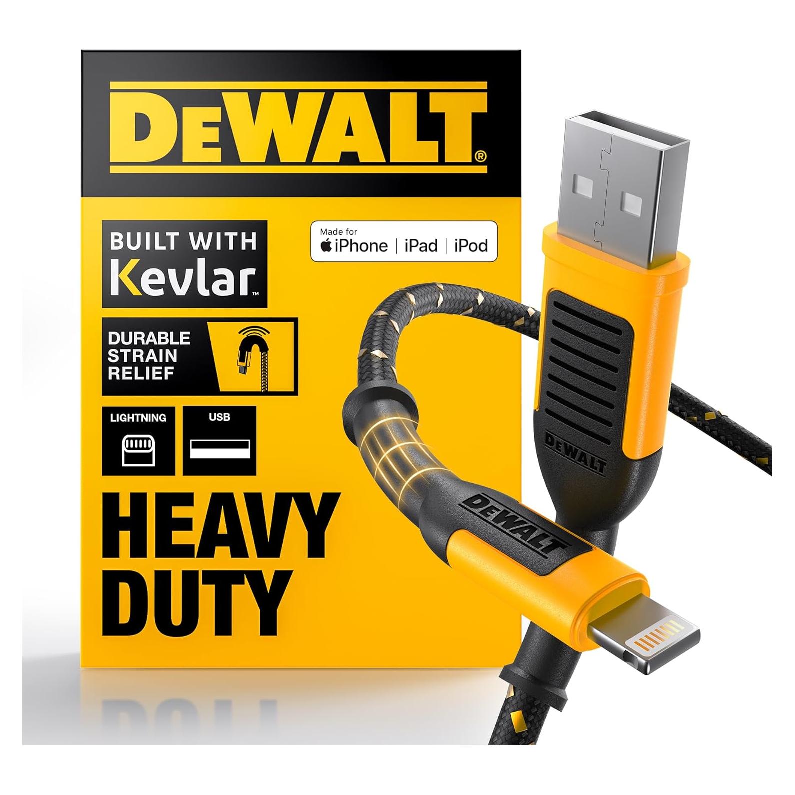 Cable USB A a Lightning DEWALT 121.6 cm reforzado