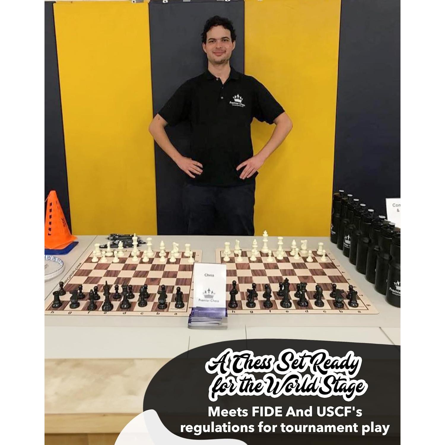 Juego de Ajedrez de Torneo WE Games - 34 Piezas y Tablero Plegable