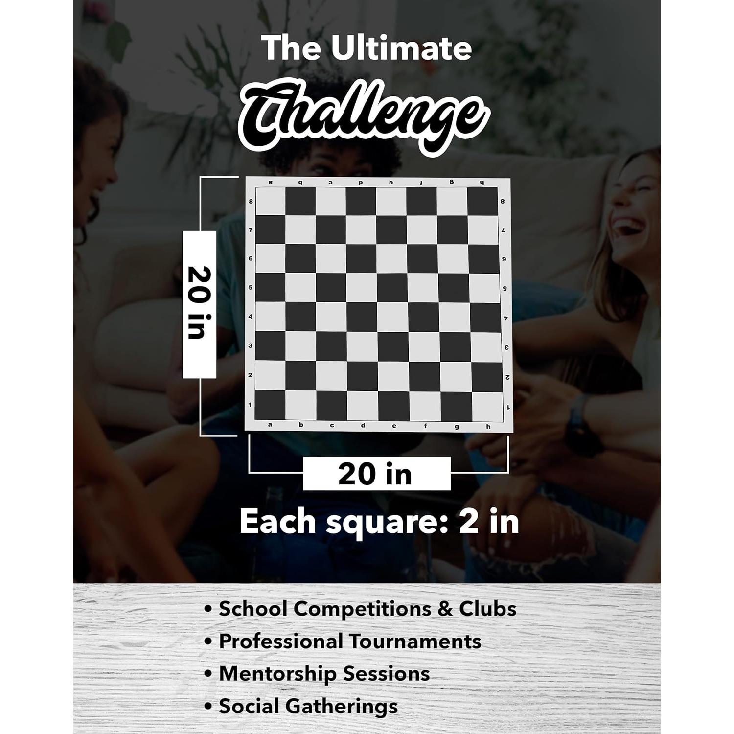 Juego de Ajedrez de Torneo WE Games - 34 Piezas y Tablero Plegable