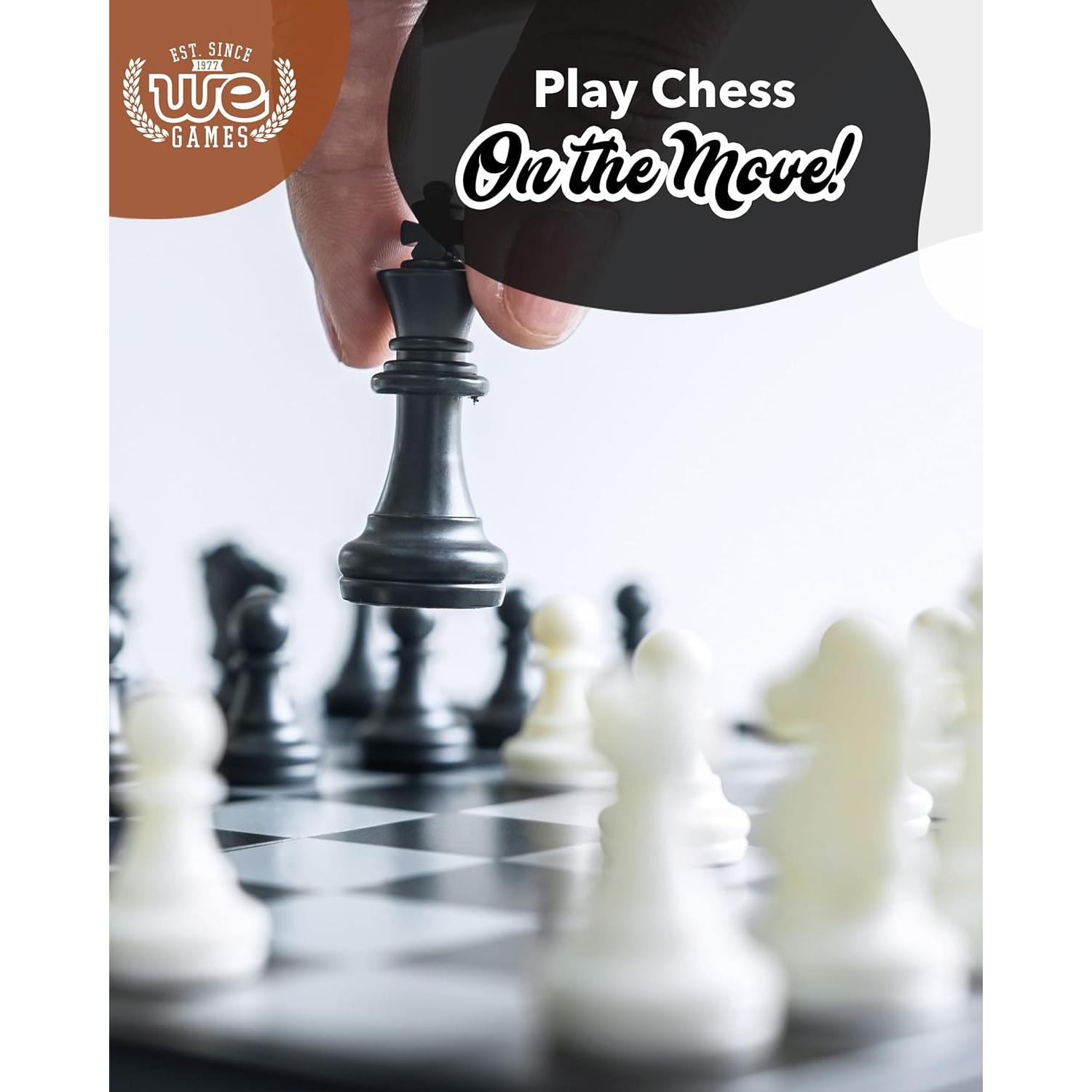 Juego de Ajedrez de Torneo WE Games - 34 Piezas y Tablero Plegable