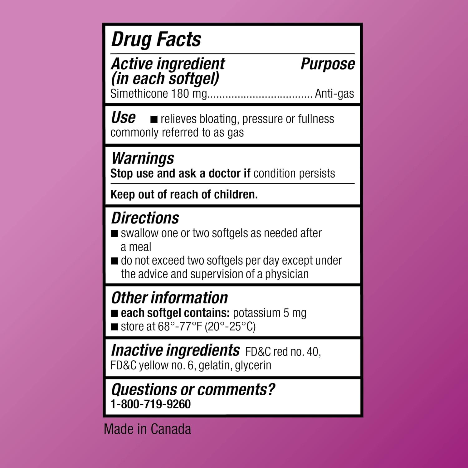 Alivio de Gas Simeticona 180 mg Amazon Basic Care 60 Cápsulas