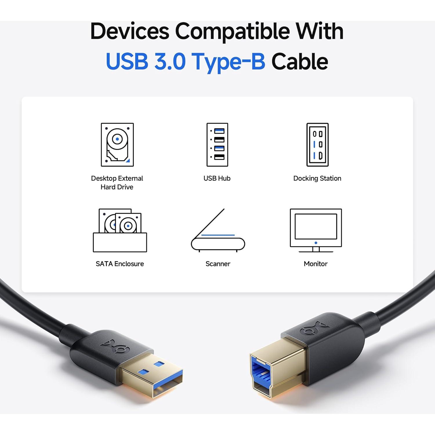 Cable USB 3.0 A a B 0.91m Cable Matters Negro 5Gbps