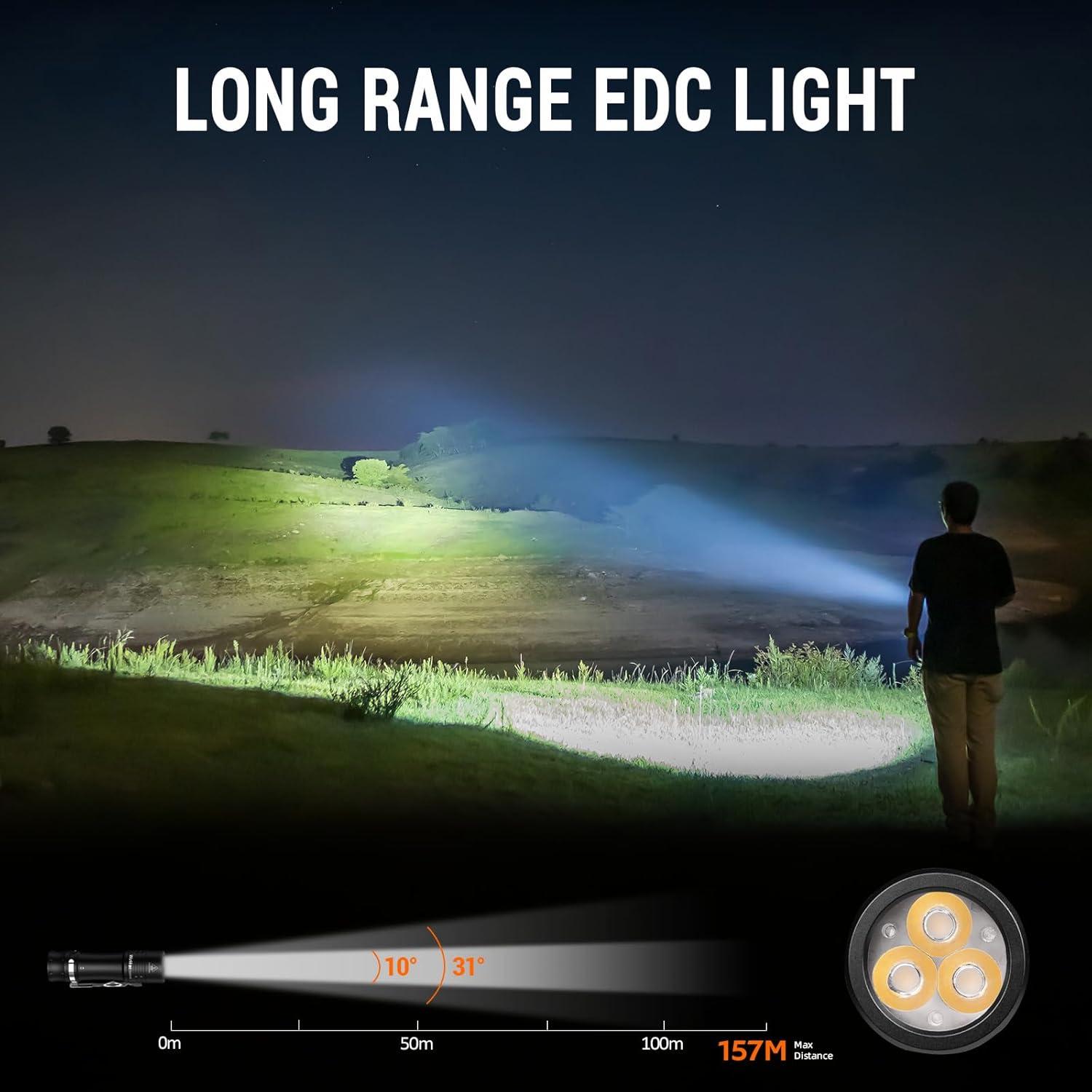 Linterna LED Wurkkos TS10 MAX 2500 Lúmenes Recargable Negra