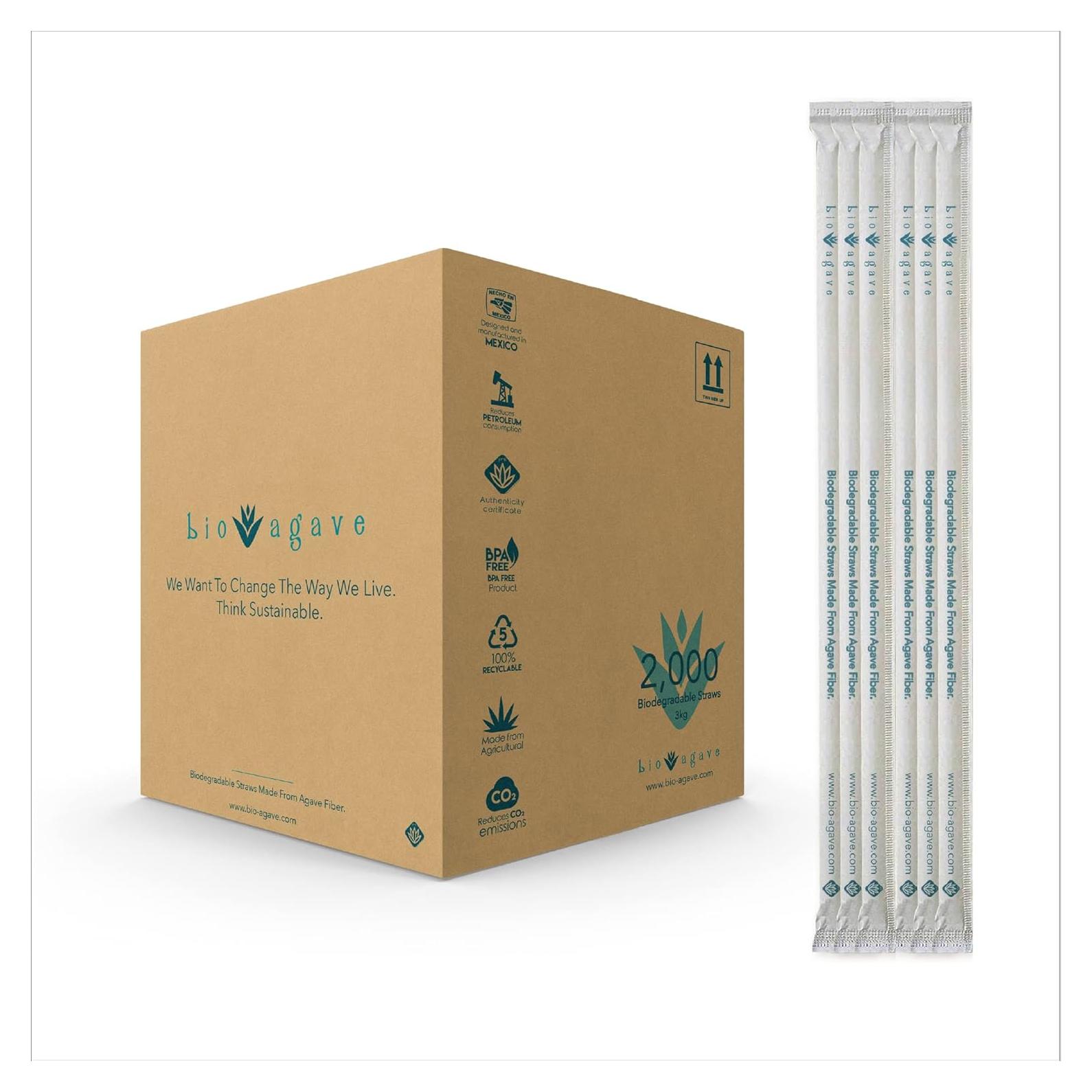 Pajitas Biodegradables 23cm x 10mm BIO AGAVE - 800 Pcs