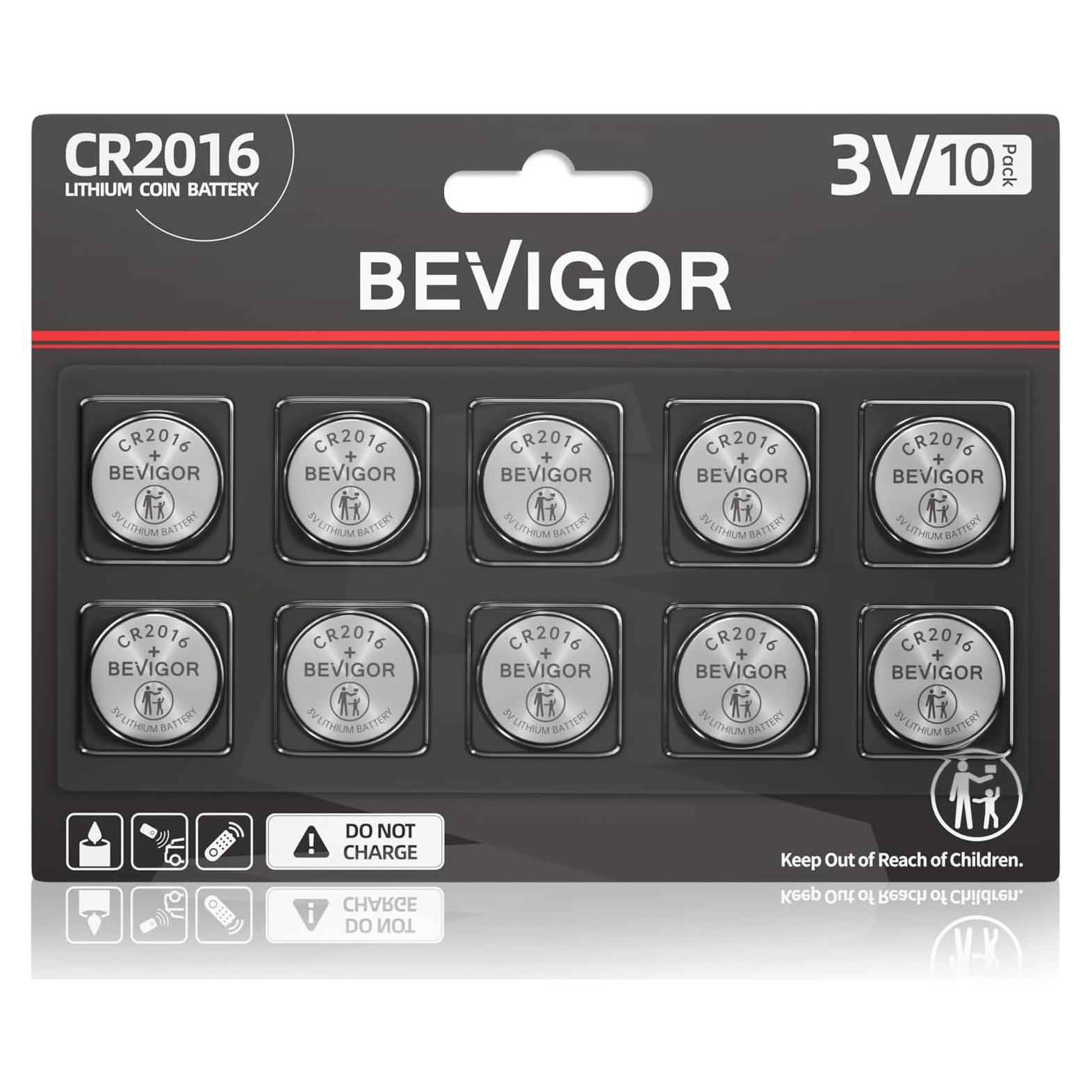 Batería de Litio CR2016 BEVIGOR - Paquete de 10 Unidades