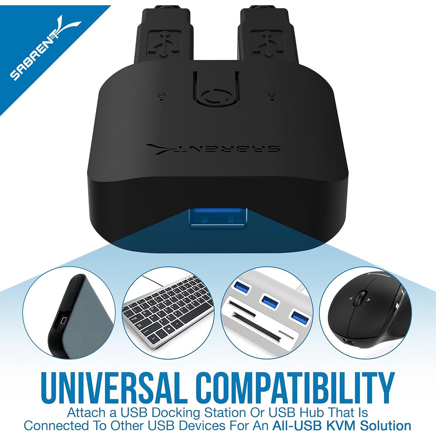 Interruptor USB 3.0 Sabrent USB-SW30 para 2 Computadoras