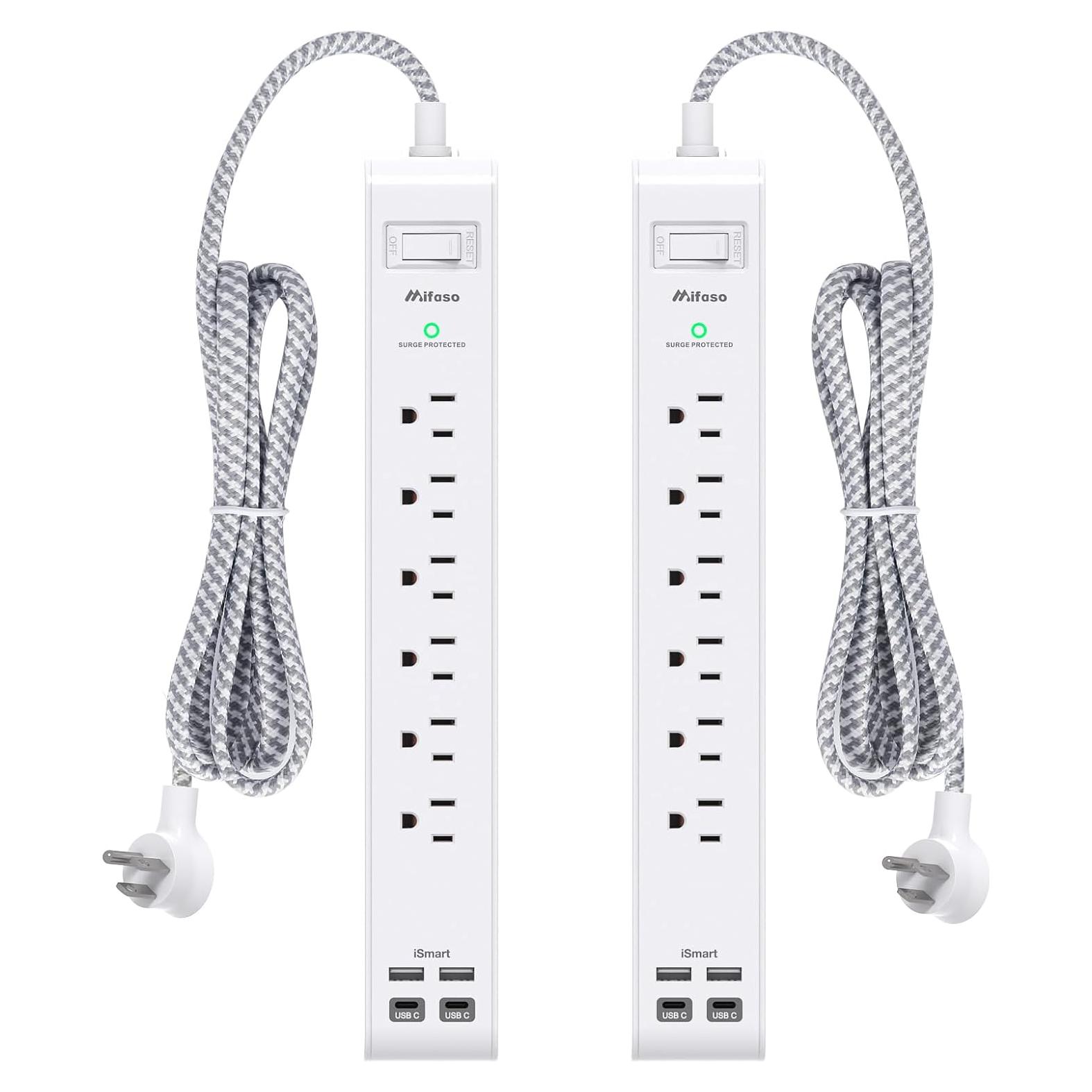 Regleta de Energía Mifaso 1.5m con 6 Salidas y 4 USB
