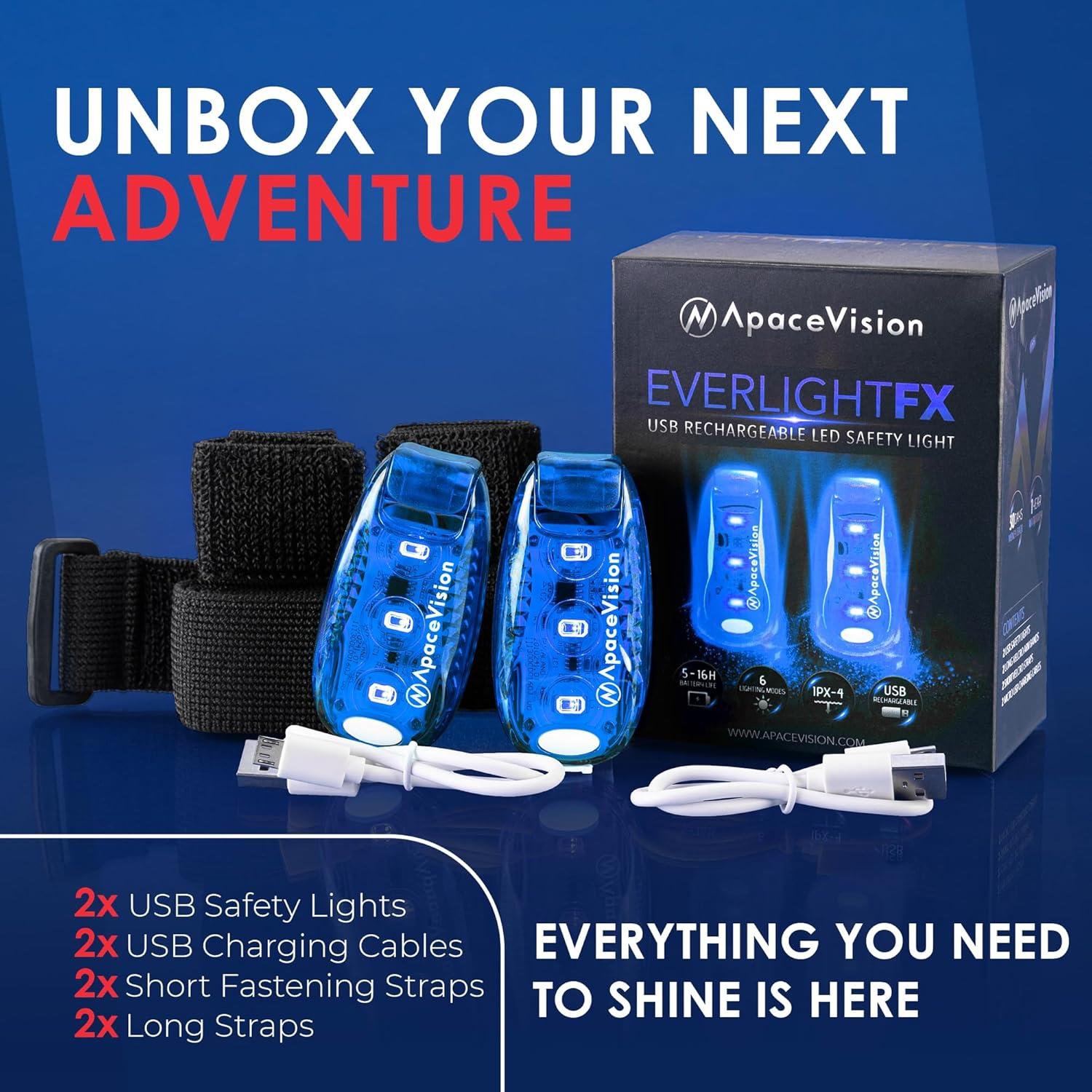Luces de Seguridad LED Apace EverLightFX Recargables USB - 2 Piezas