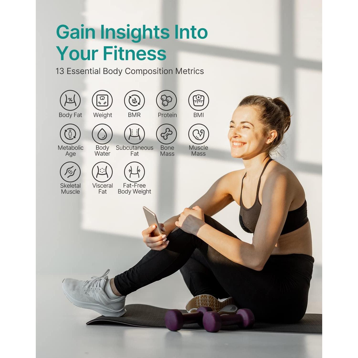 Báscula Inteligente FITINDEX y Cinta Métrica Digital 180kg