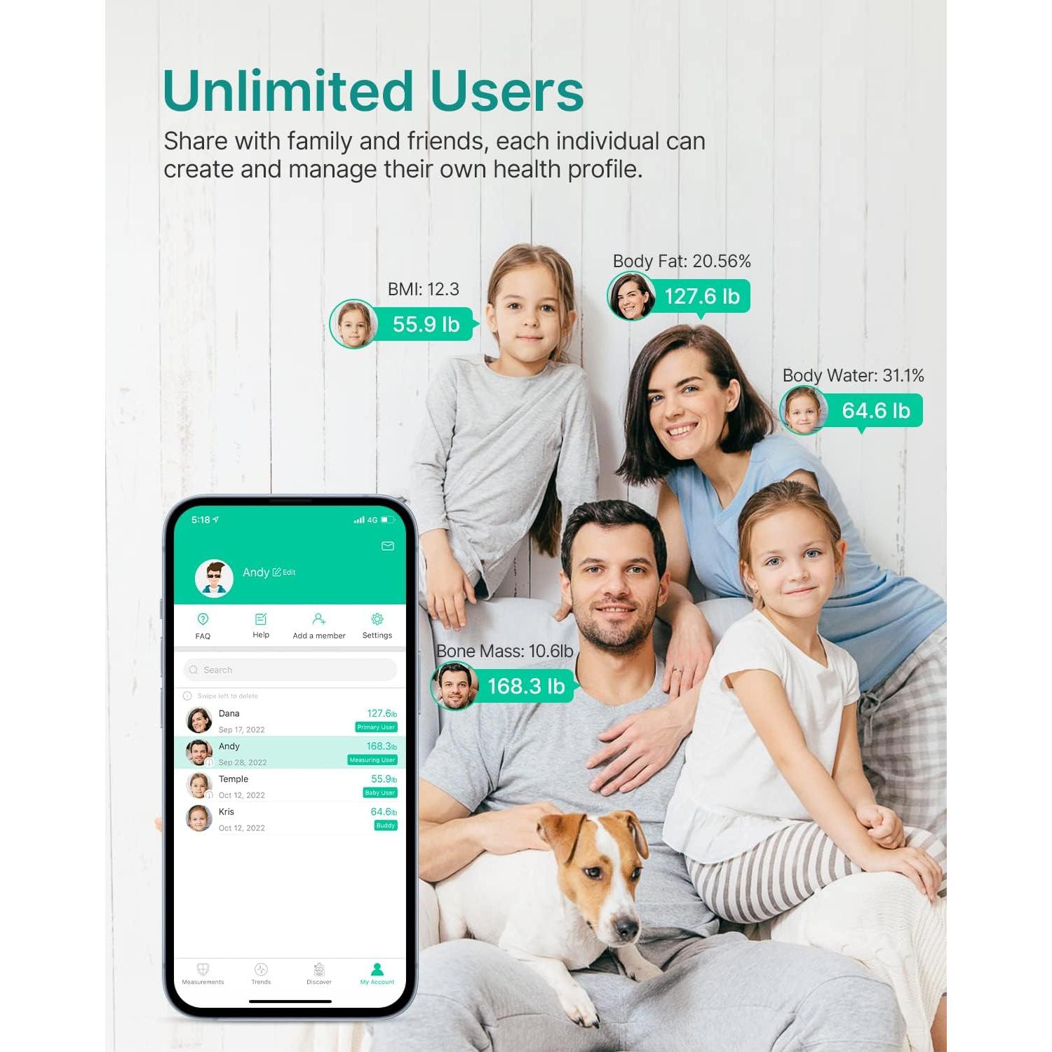 Báscula Inteligente FITINDEX y Cinta Métrica Digital 180kg