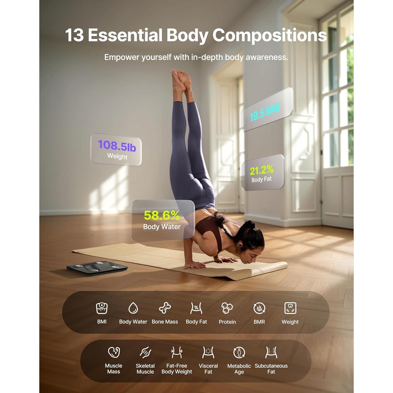 Báscula Inteligente FITINDEX 180kg con Bluetooth y App