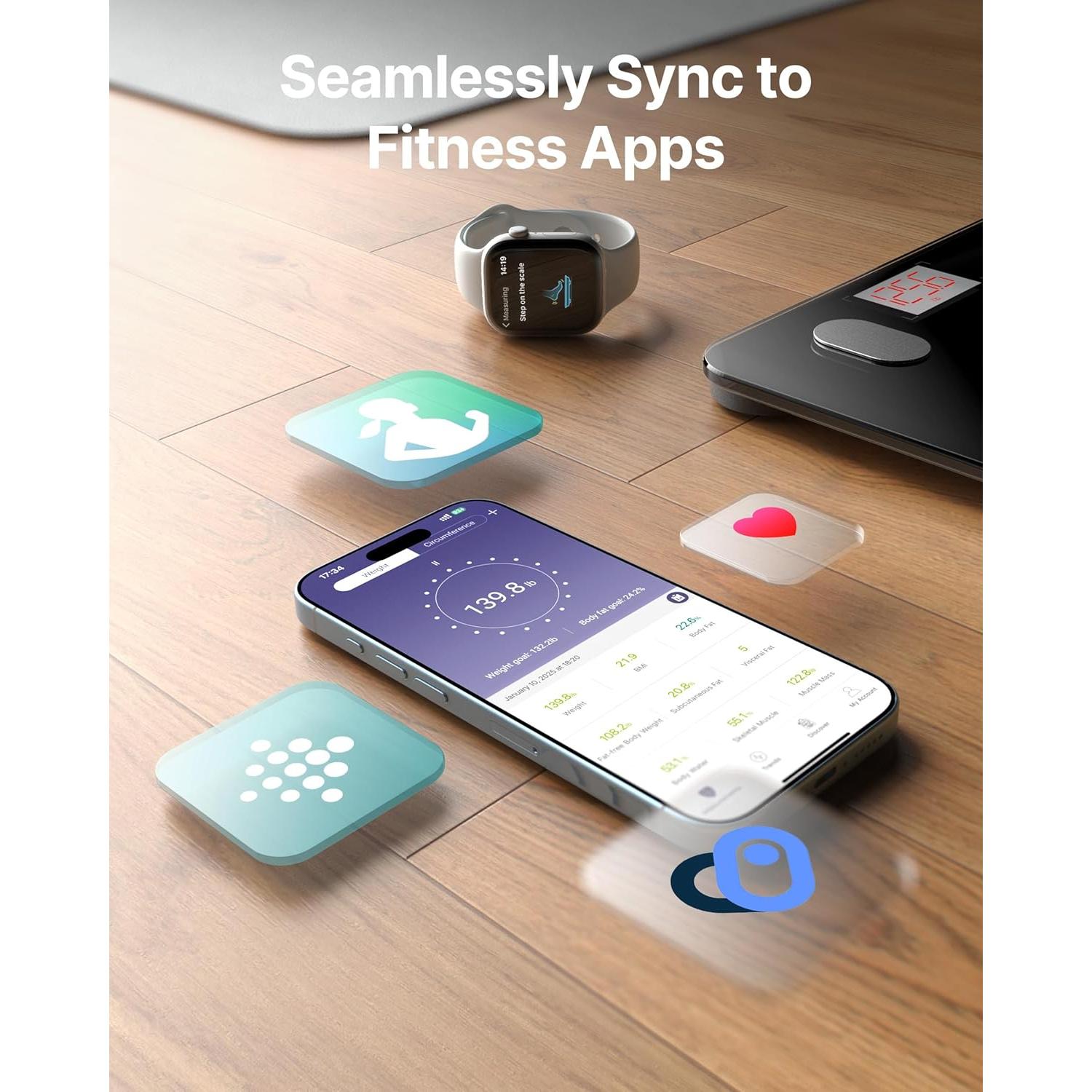 Báscula Inteligente FITINDEX 180kg con Bluetooth y App