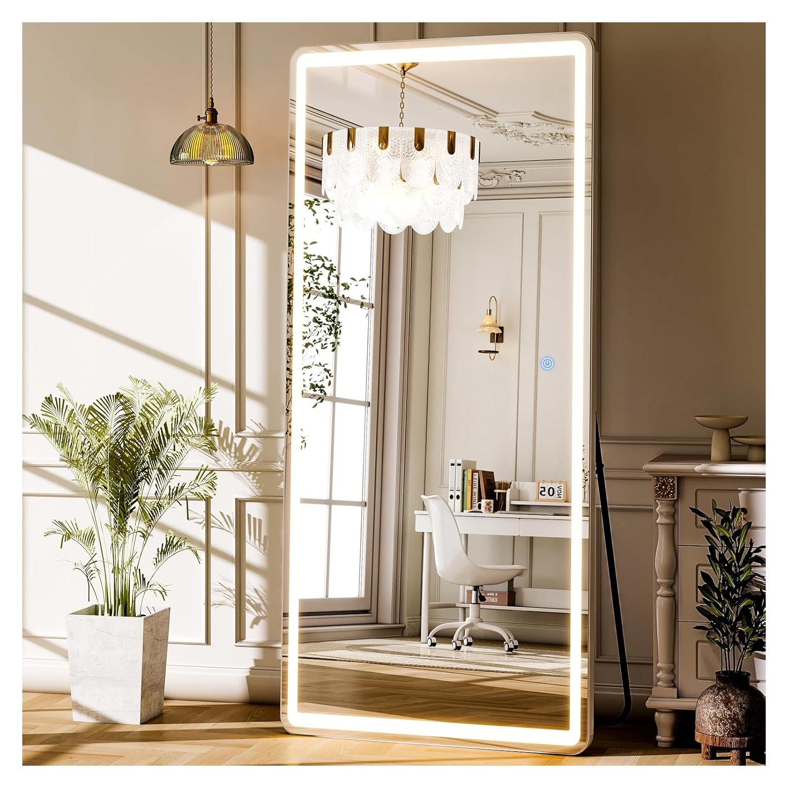 Espejo LED de Longitud Completa GLSLAND 165x66 cm con Luz