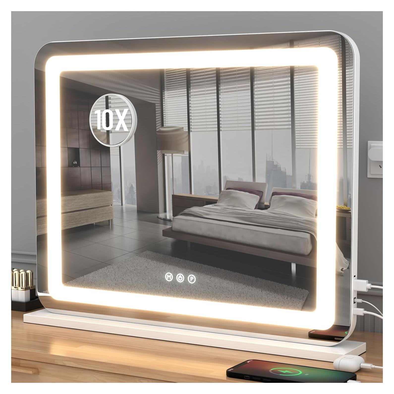 Espejo de tocador LED AJJSSA 58x46 cm con aumento 10X