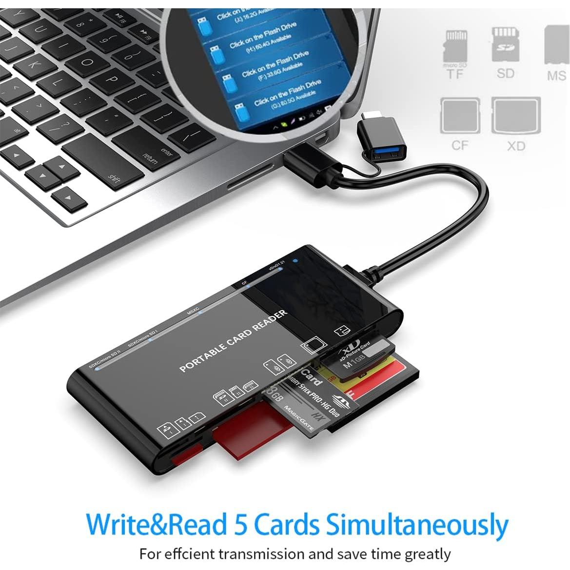 Lector de Tarjetas Multi USB C Rocketek 7 en 1 para SD, CF, XD