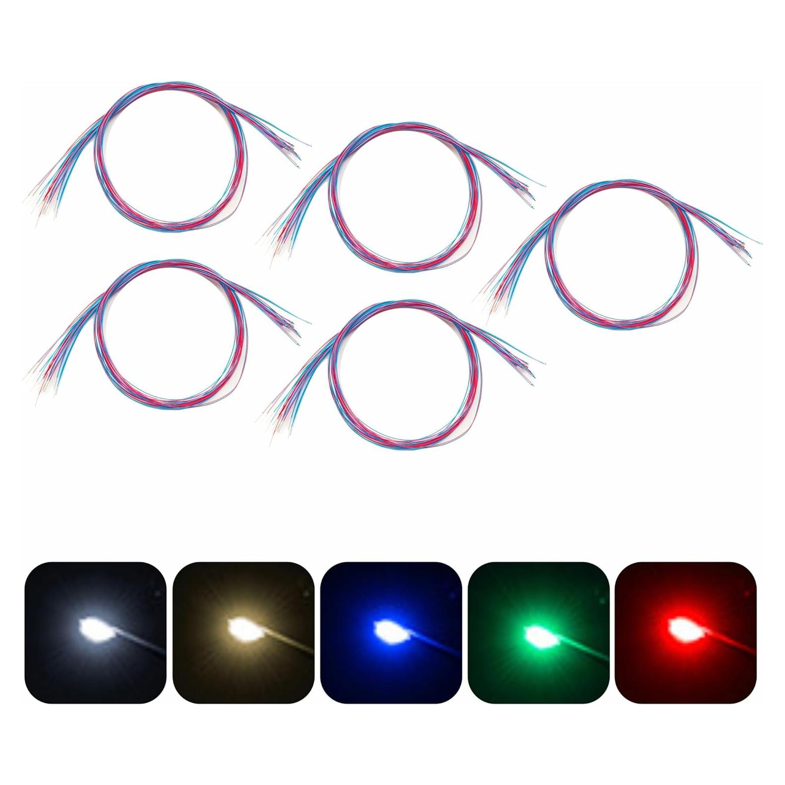 50 LEDs SMD Pre-cableados ZZHOB 3V Multicolor para Modelismo
