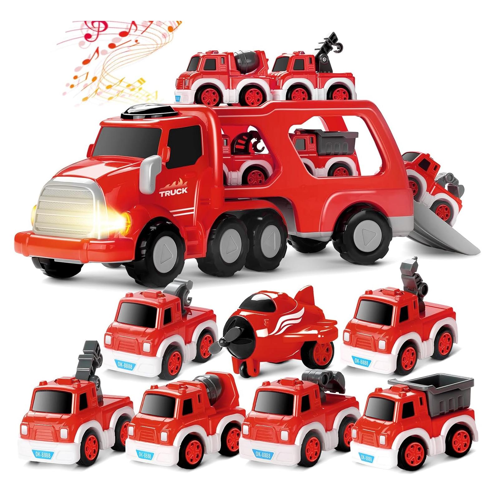 Coches de Juguete 8 en 1 MindPal - Camión Bomberos Rojo