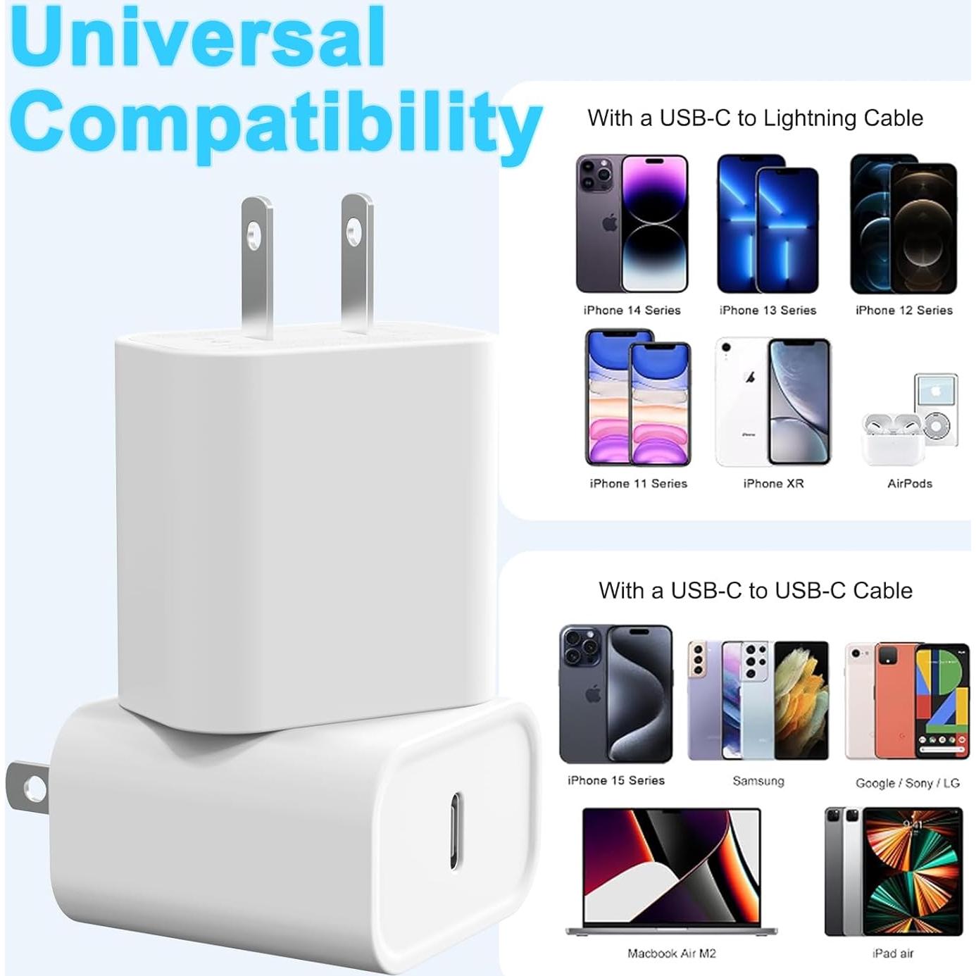 Cargador USB-C 25W iGENJUN Rápido 2-Pack Blanco