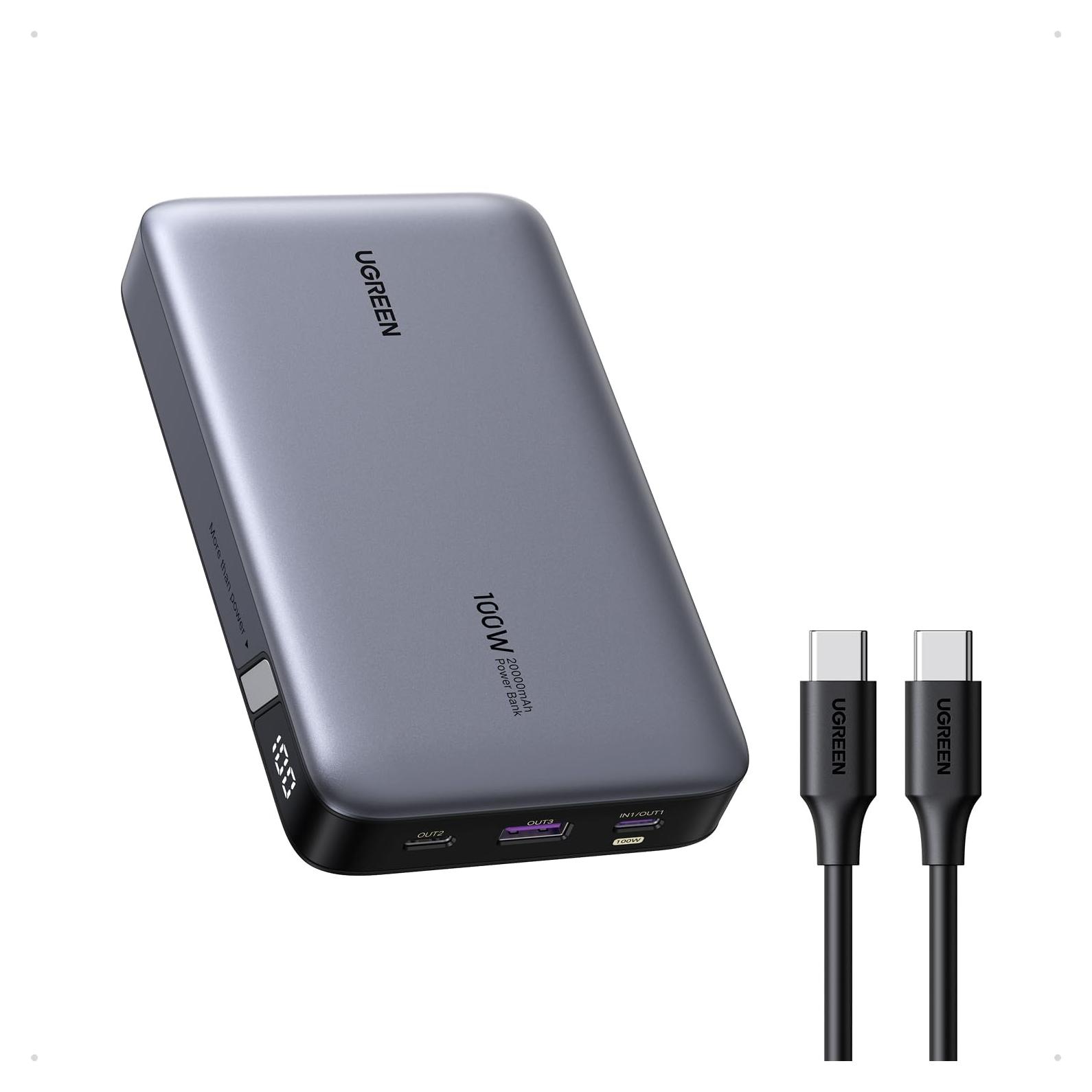 Banco de Energía UGREEN 20000mAh 100W Cargador Portátil USB-C