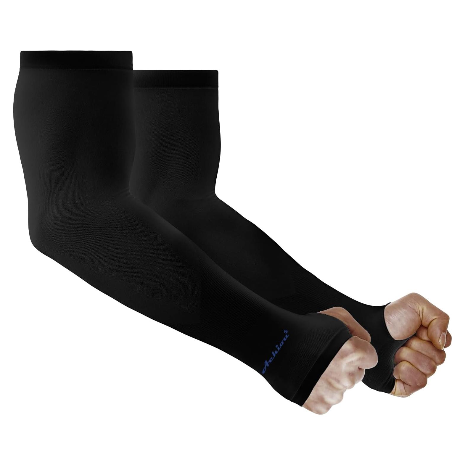 Mangas de Compresión Achiou UV 50 para Brazo Unisex - Negro