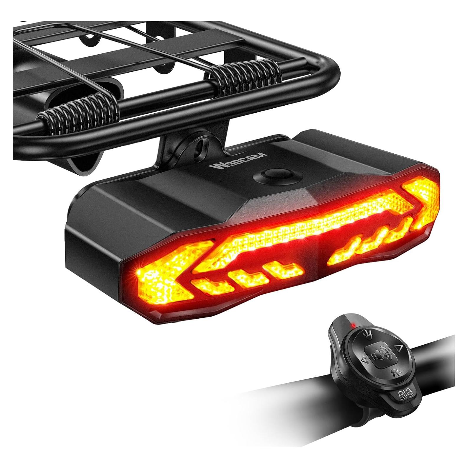 Luz Trasera WSDCAM para Bicicleta con Señales de Giro y Alarma