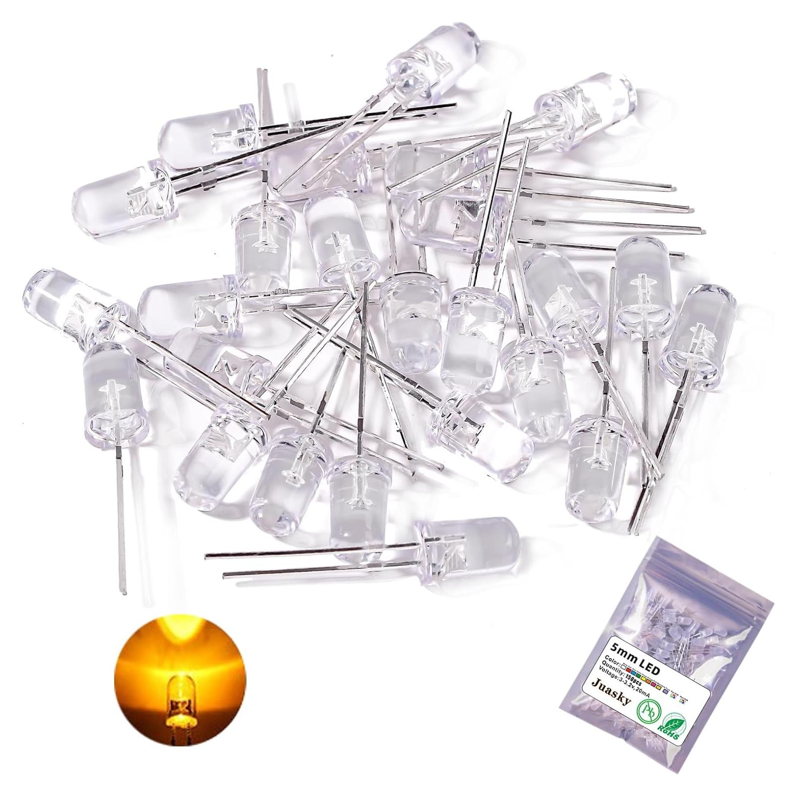 150 Diodos LED 5mm Naranjas Juasky para Proyectos DIY