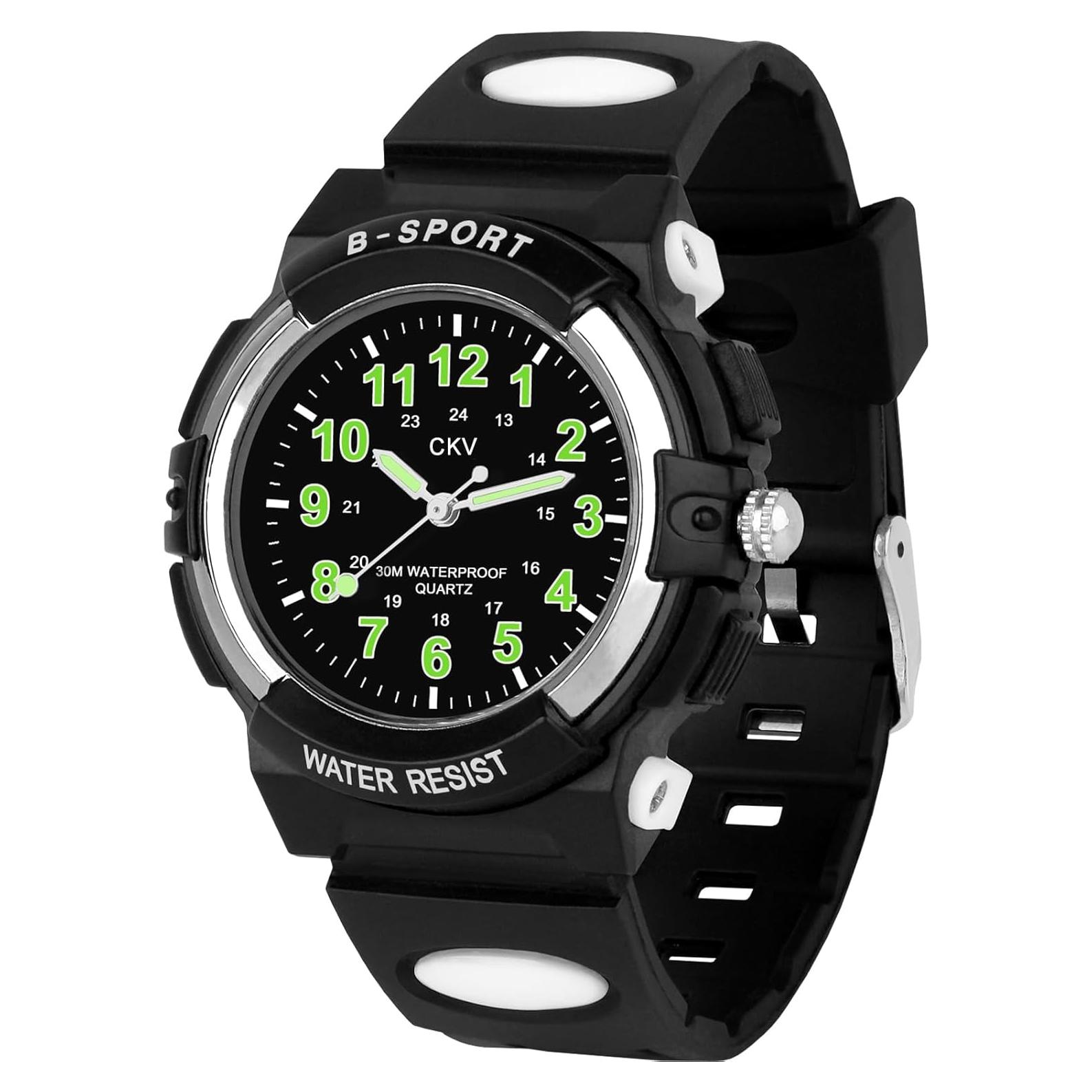 Reloj Analógico CKV para Niños 5-12 Años Impermeable