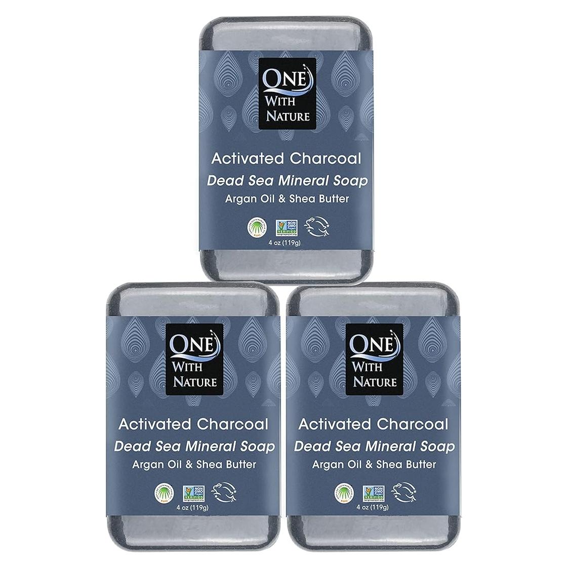 Jabón de Carbón Activado One With Nature 3-Pack 113g