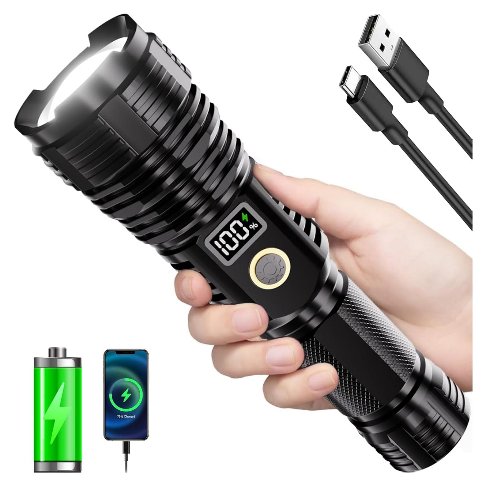 Linterna Táctica Recargable CHILDBOT 2000LM Impermeable 5 Modos