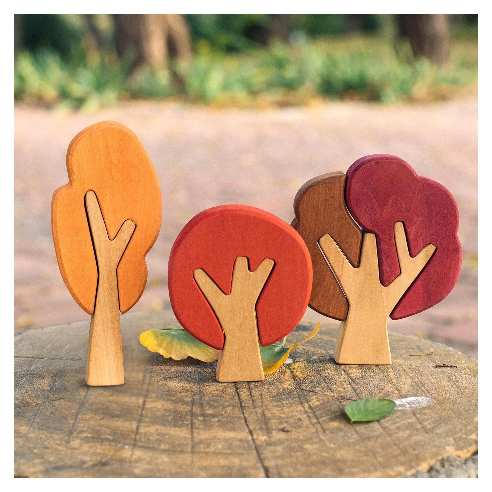 Juego de Bloques de Madera AVDAR - 3 Árboles Miniatura 10.9 cm
