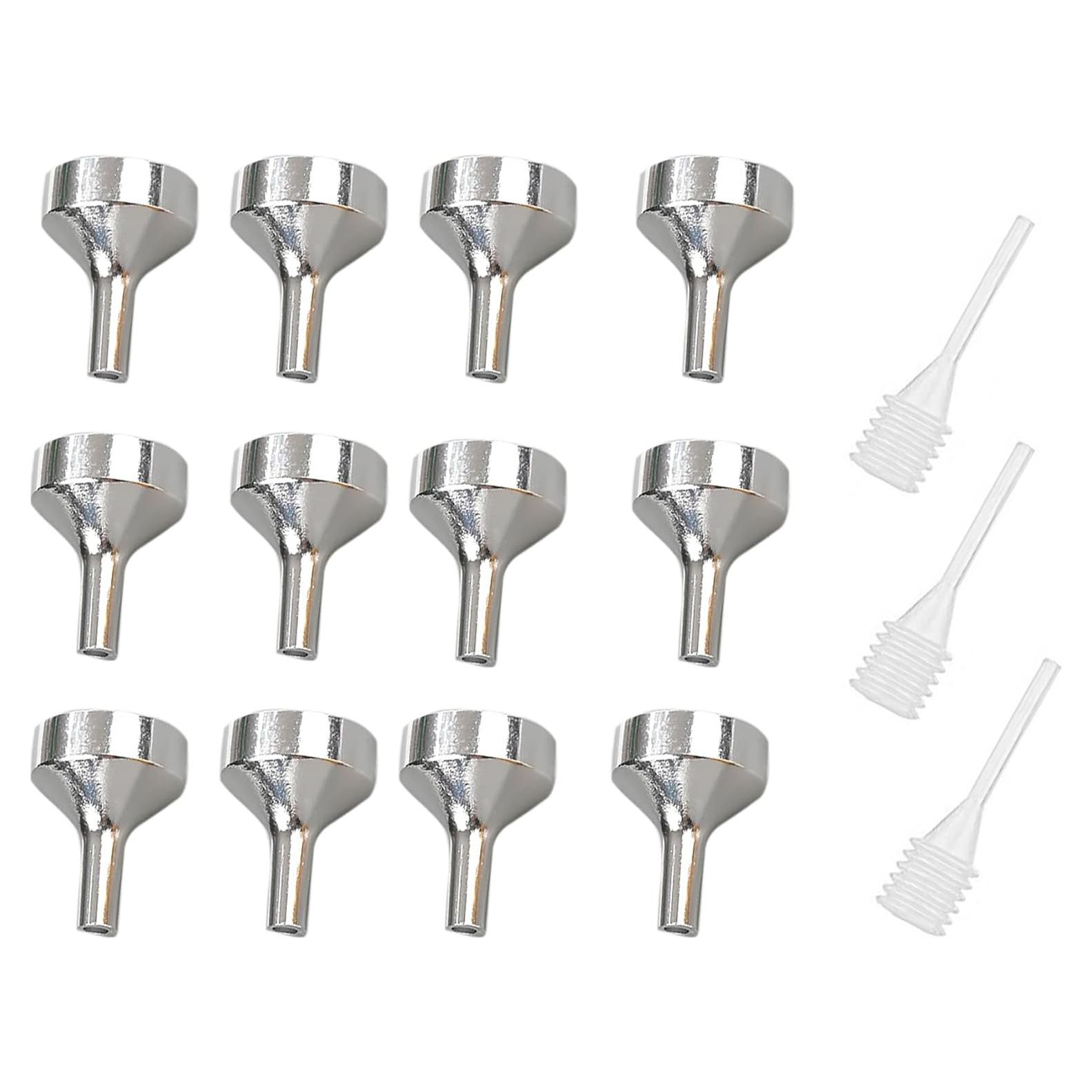 12 Embudos de Metal Yansanido 3.81 cm + 3 Pipetas 6.6 cm