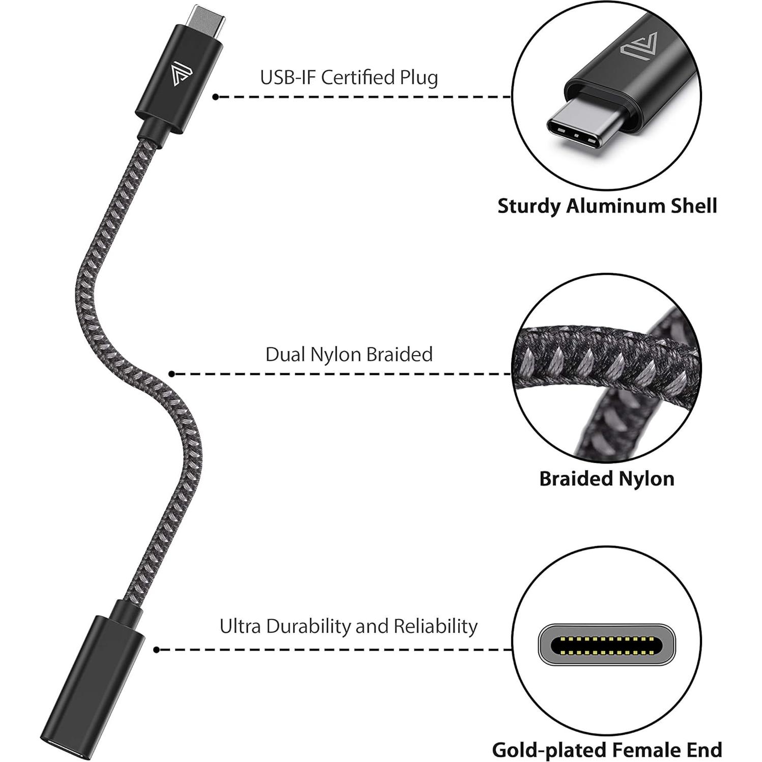 Cable Extensión USB C Faracent 1FT 20Gbps 240W Negro
