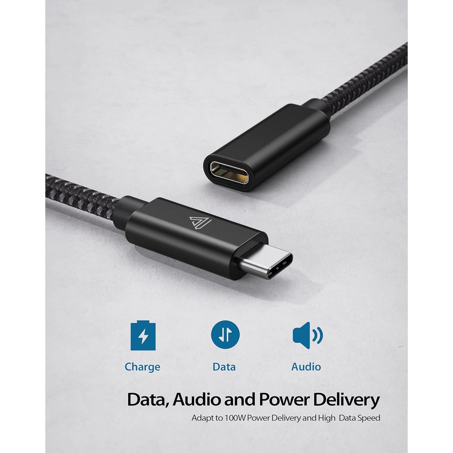 Cable Extensión USB C Faracent 1FT 20Gbps 240W Negro