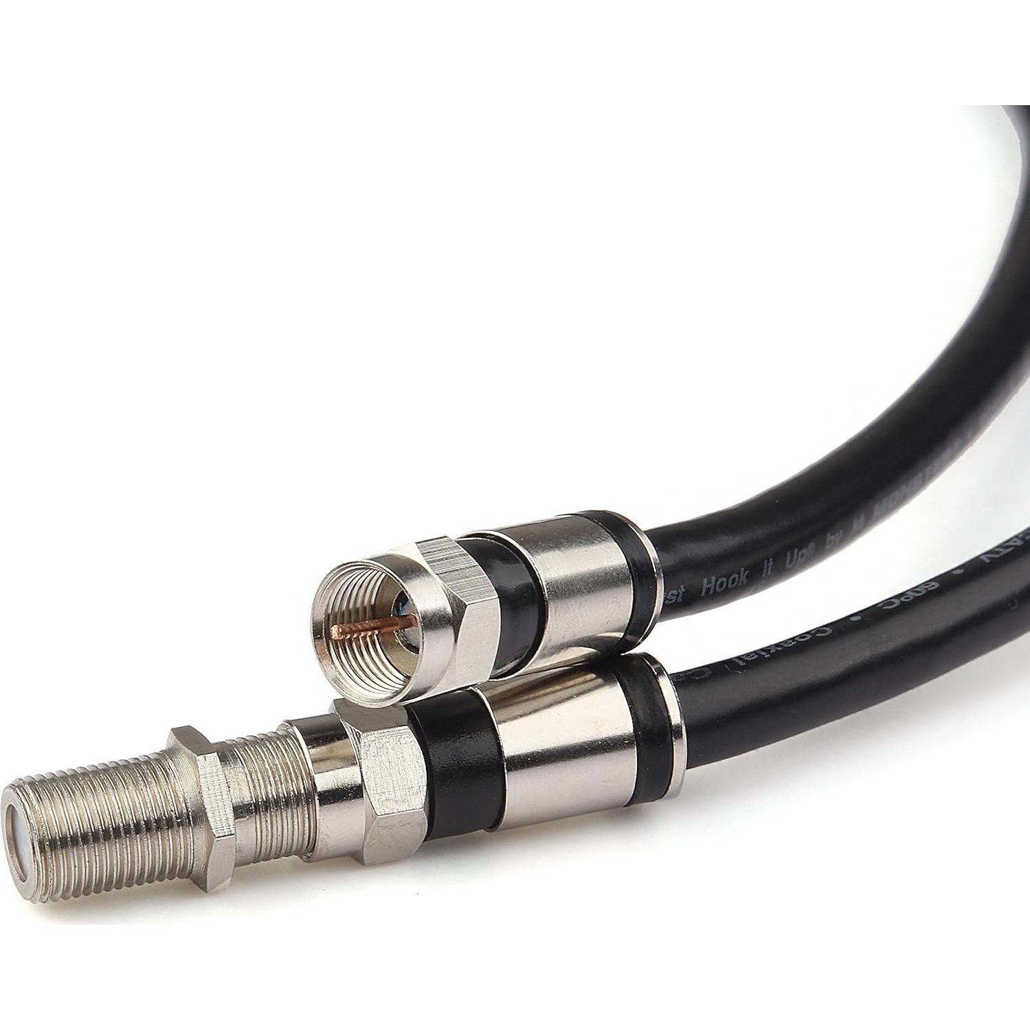 Cable Coaxial GTOTd 1.5 Pies RG6 Hembra a Hembra 75 Ohm Negro