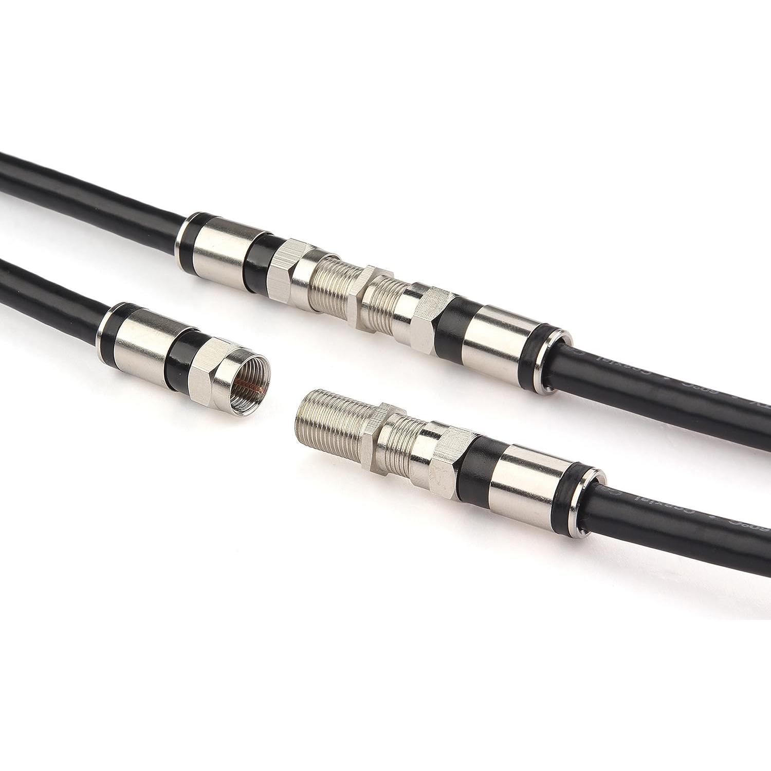 Cable Coaxial GTOTd 1.5 Pies RG6 Hembra a Hembra 75 Ohm Negro